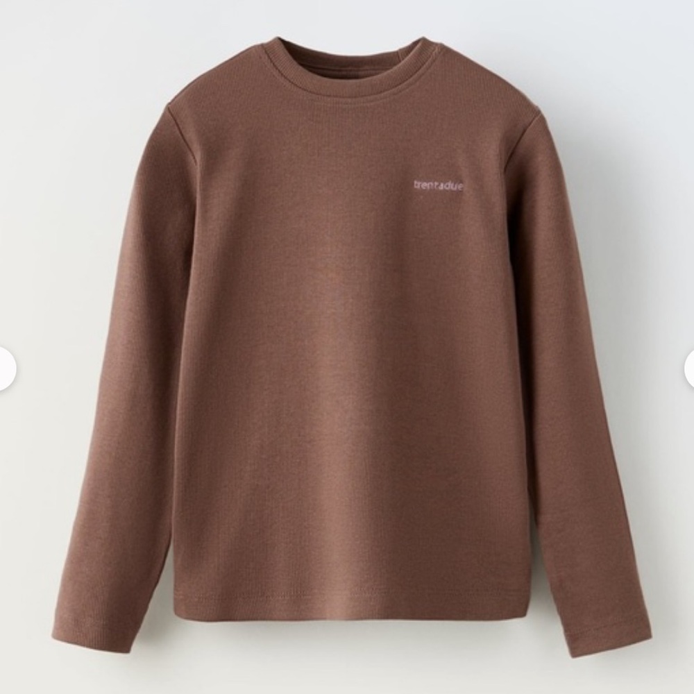 ZARA Girls EMBROIDERED RIBBED T-SHIRT